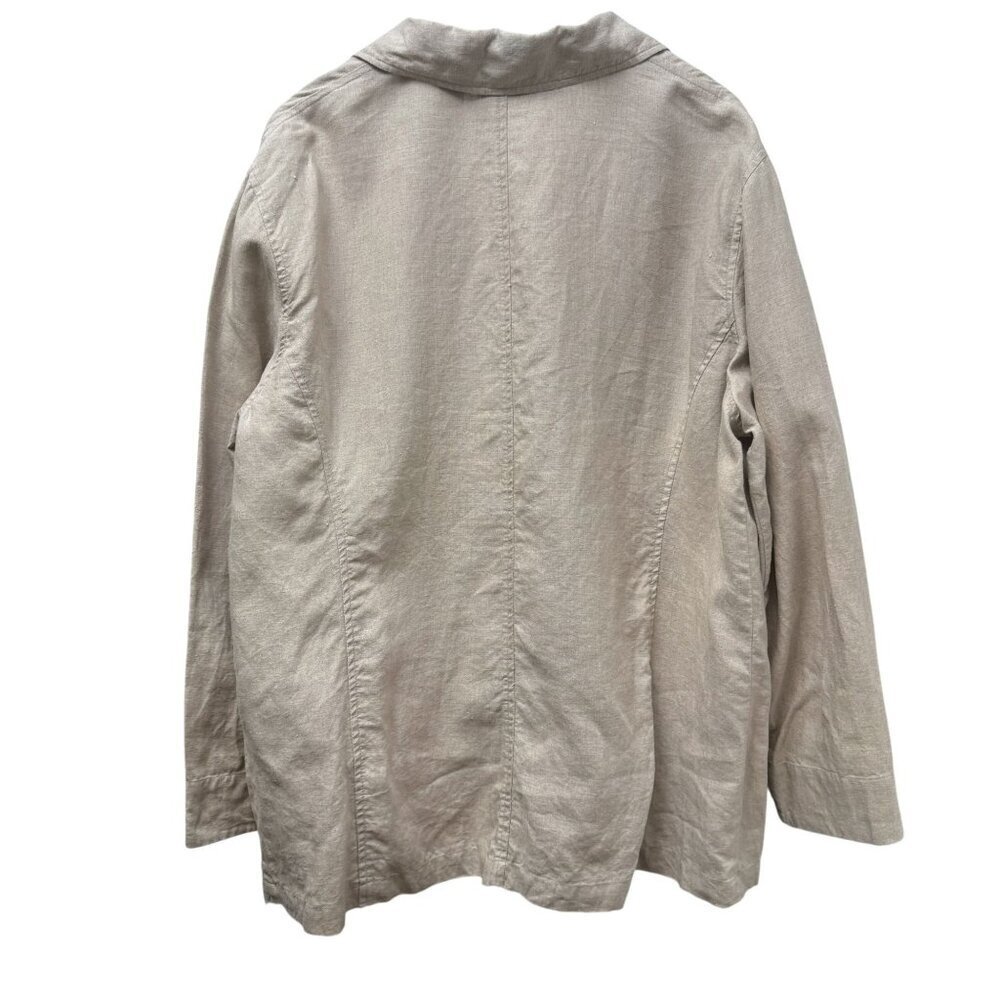 Elisabeth by Liz Claiborne 100% Linen Blazer Size 14 Oversized Jacket Beige - Picture 4 of 7